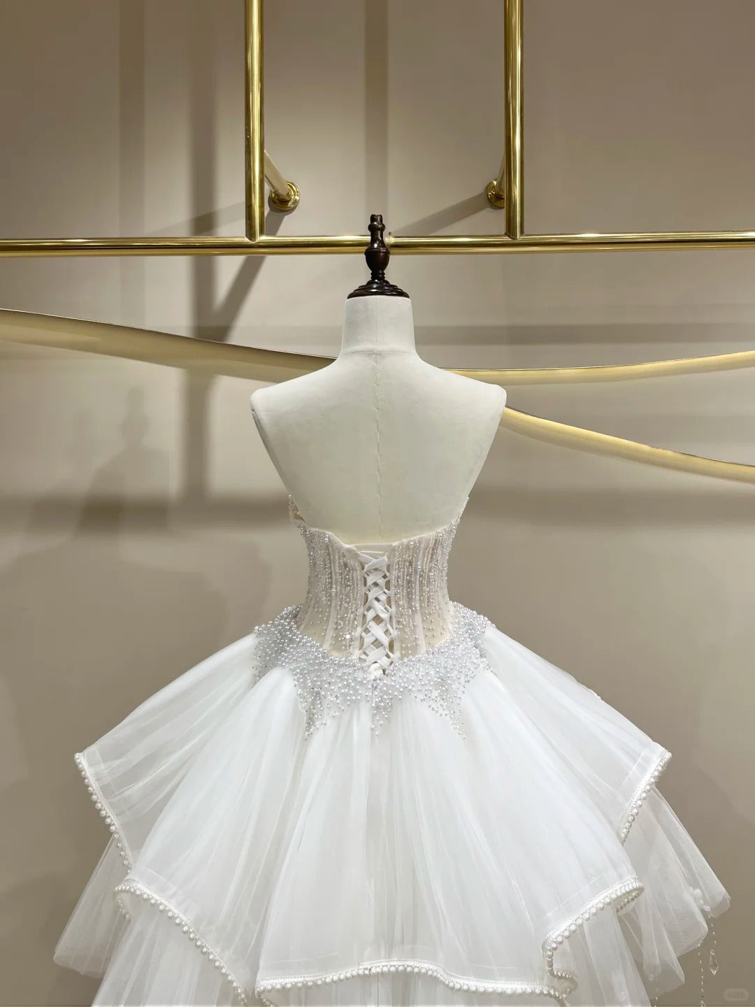 SL242 White Strapless Mini Prom Dress with Crystal Beaded Corset Layered Ruffle Skirt