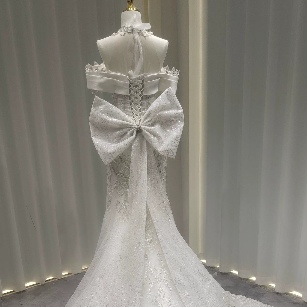 Twinklegowns Luxury Off-Shoulder Mermaid Wedding Dress with Crystal Beading SL151