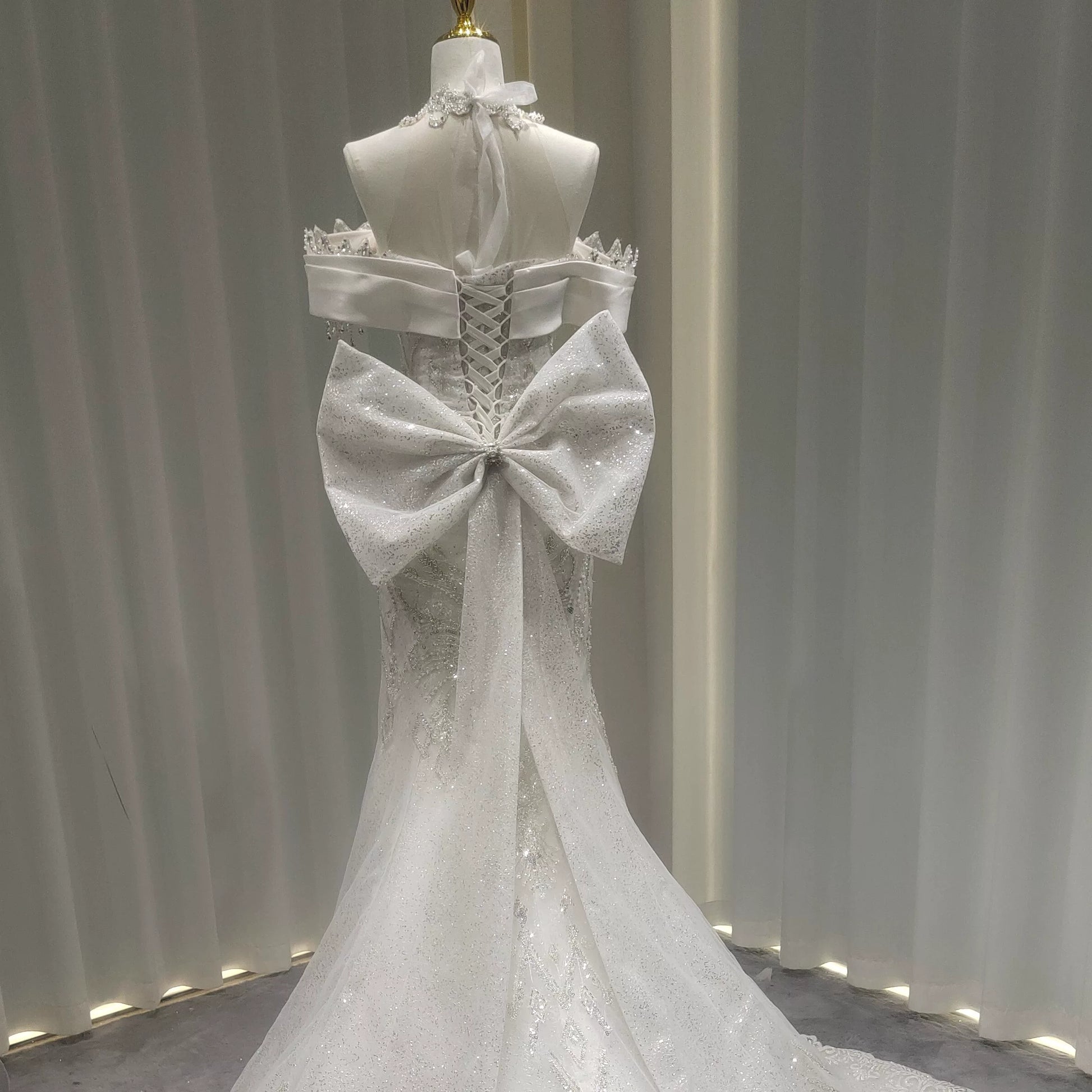 Twinklegowns Luxury Off-Shoulder Mermaid Wedding Dress with Crystal Beading SL151
