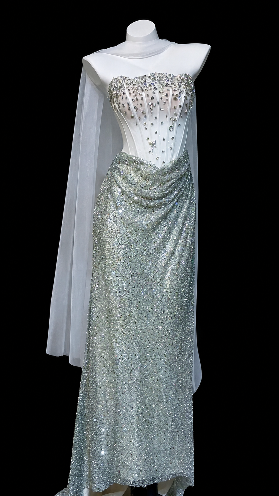 Luxurious Strapless Beaded Crystal Embellished Corset Evening Gown SL210