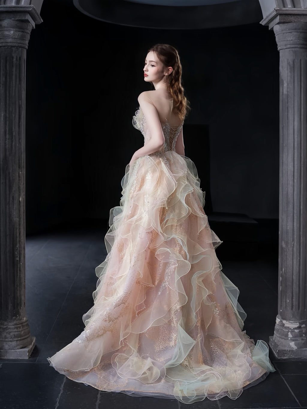TwinkleGowns SL215 Romantic Blush Pink Strapless Couture Evening Gown