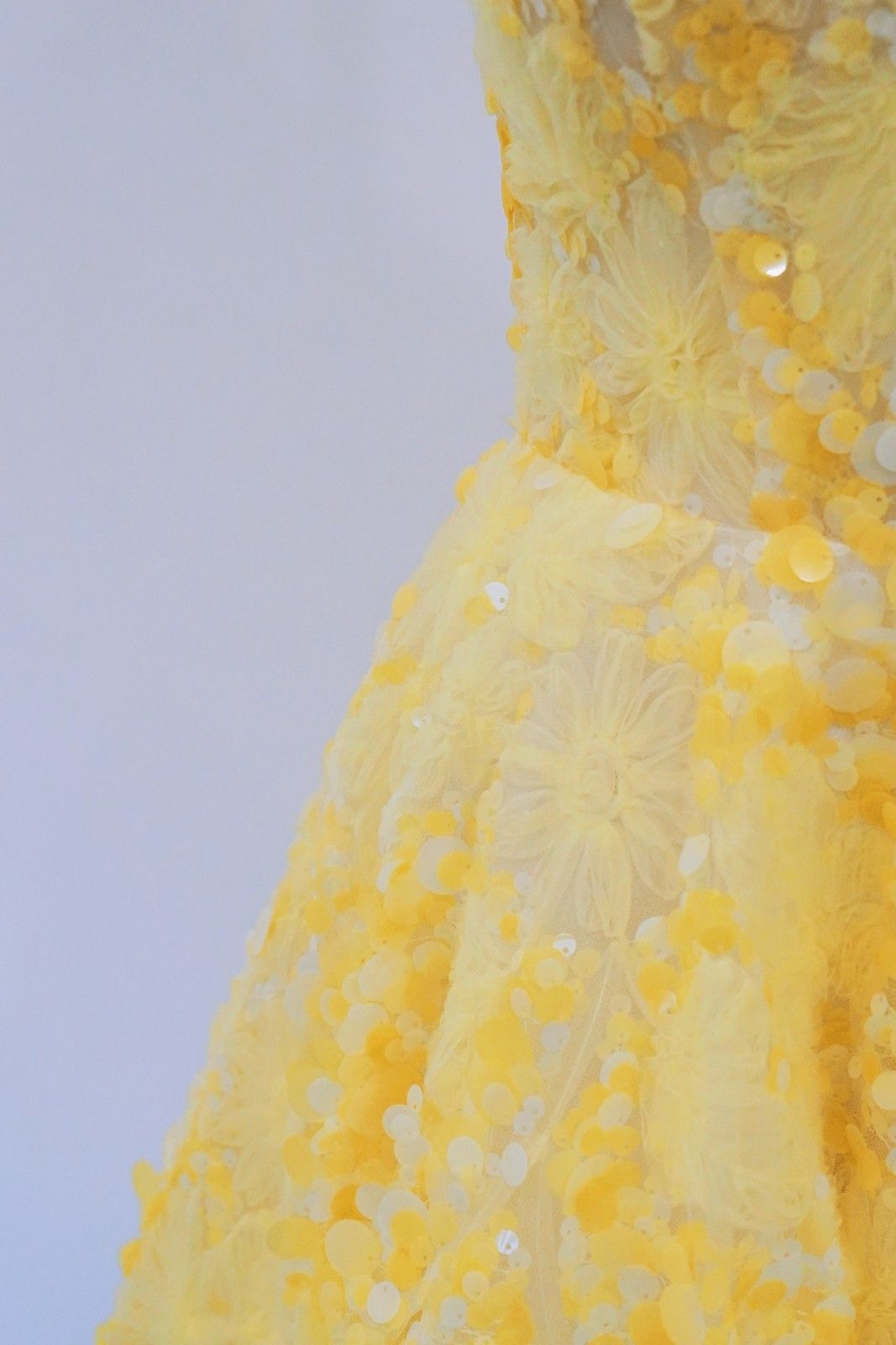 Yellow Floral Strapless A-Line Prom Dress EL101